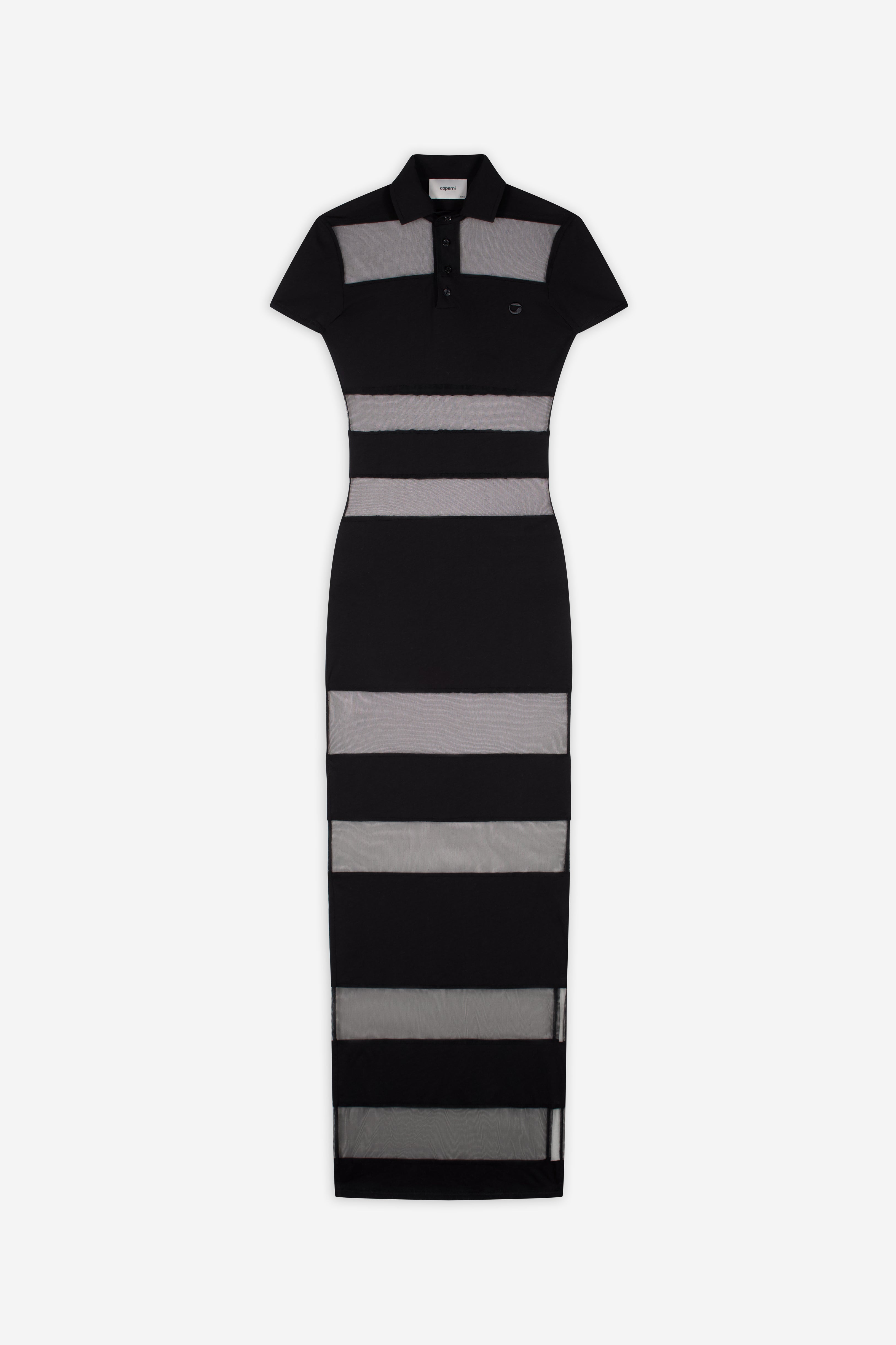 Striped Sheer Polo Dress