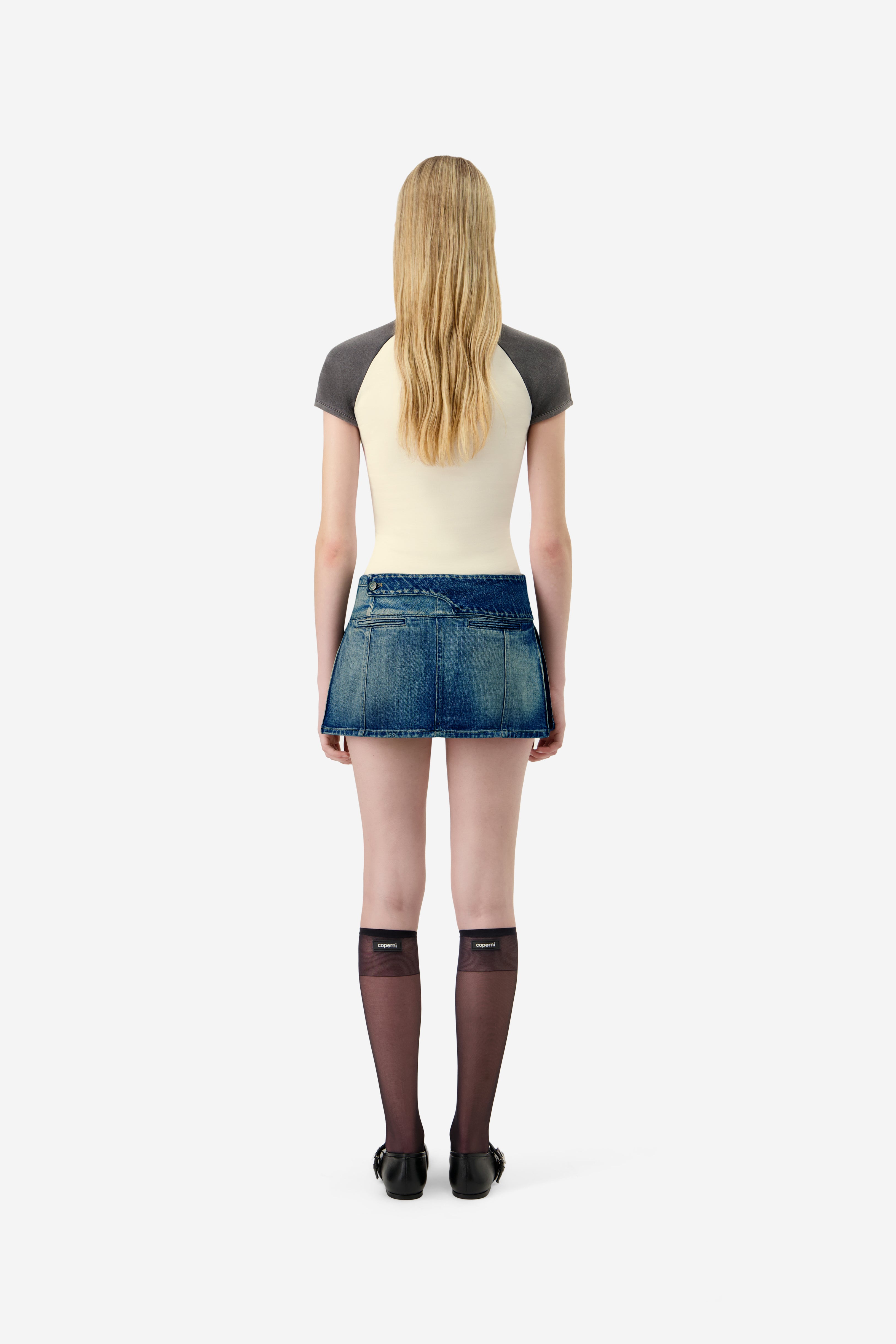 Yoke Denim Skirt