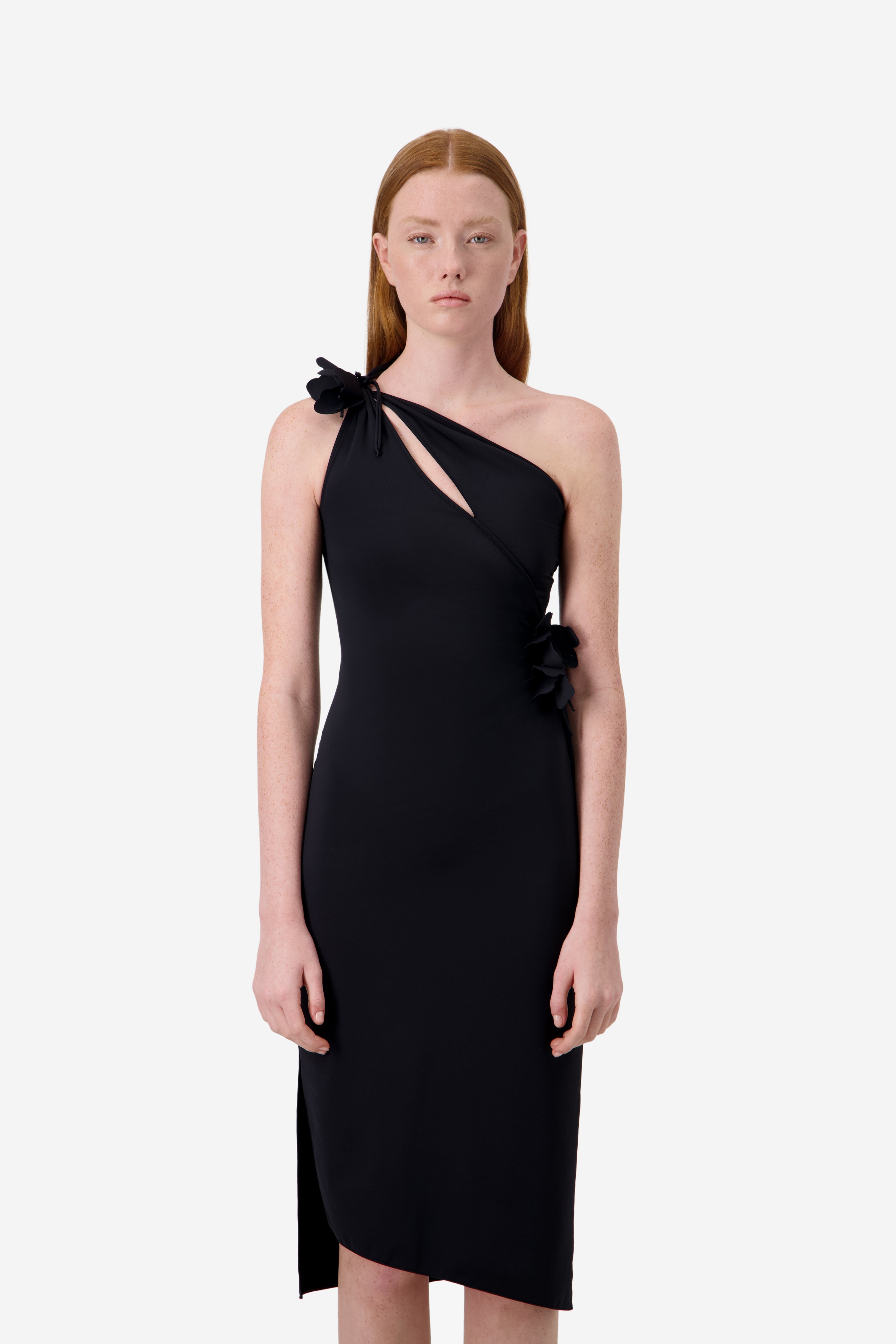 Asymmetric Mini Flower Gown