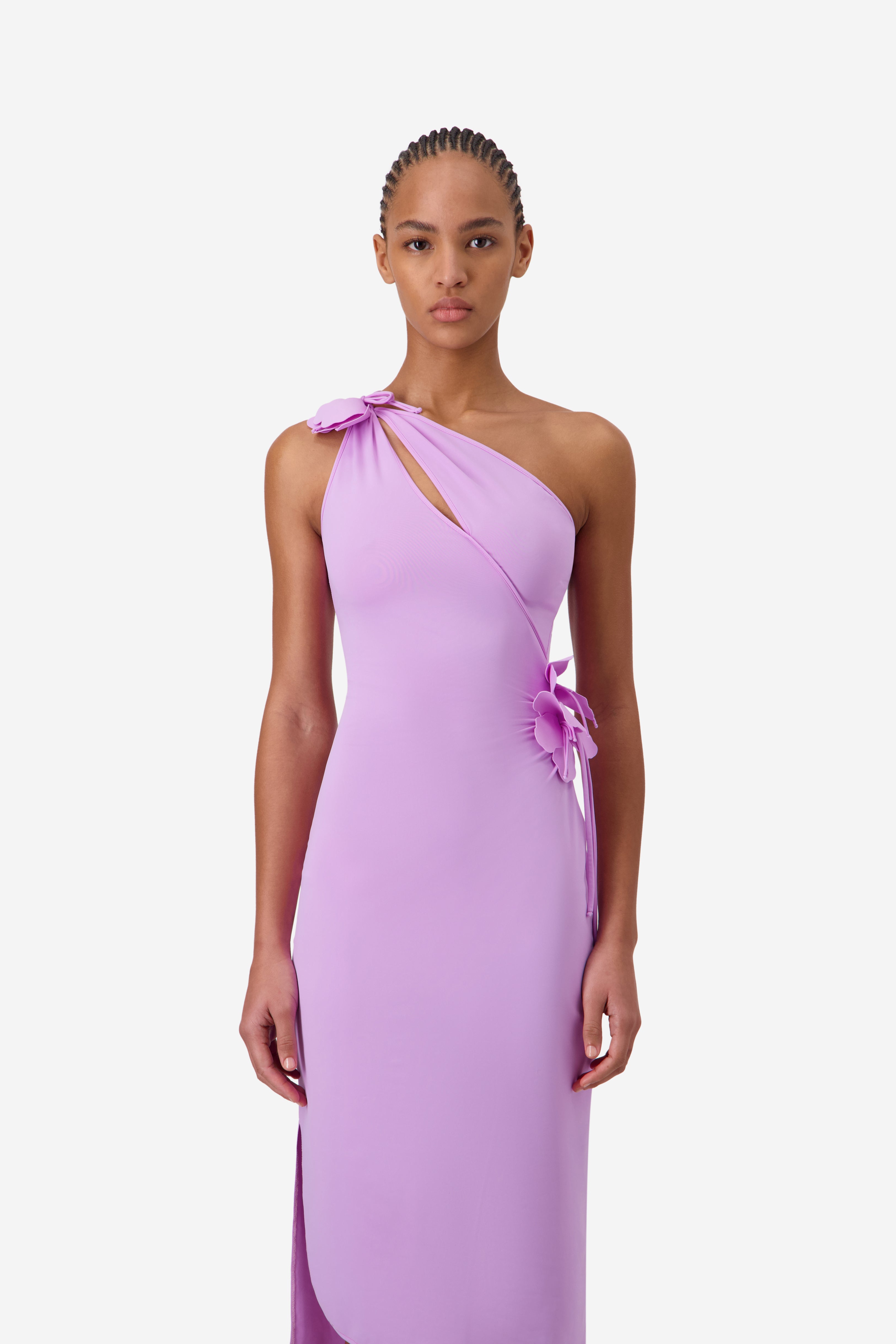 Asymmetric Mini Flower Gown