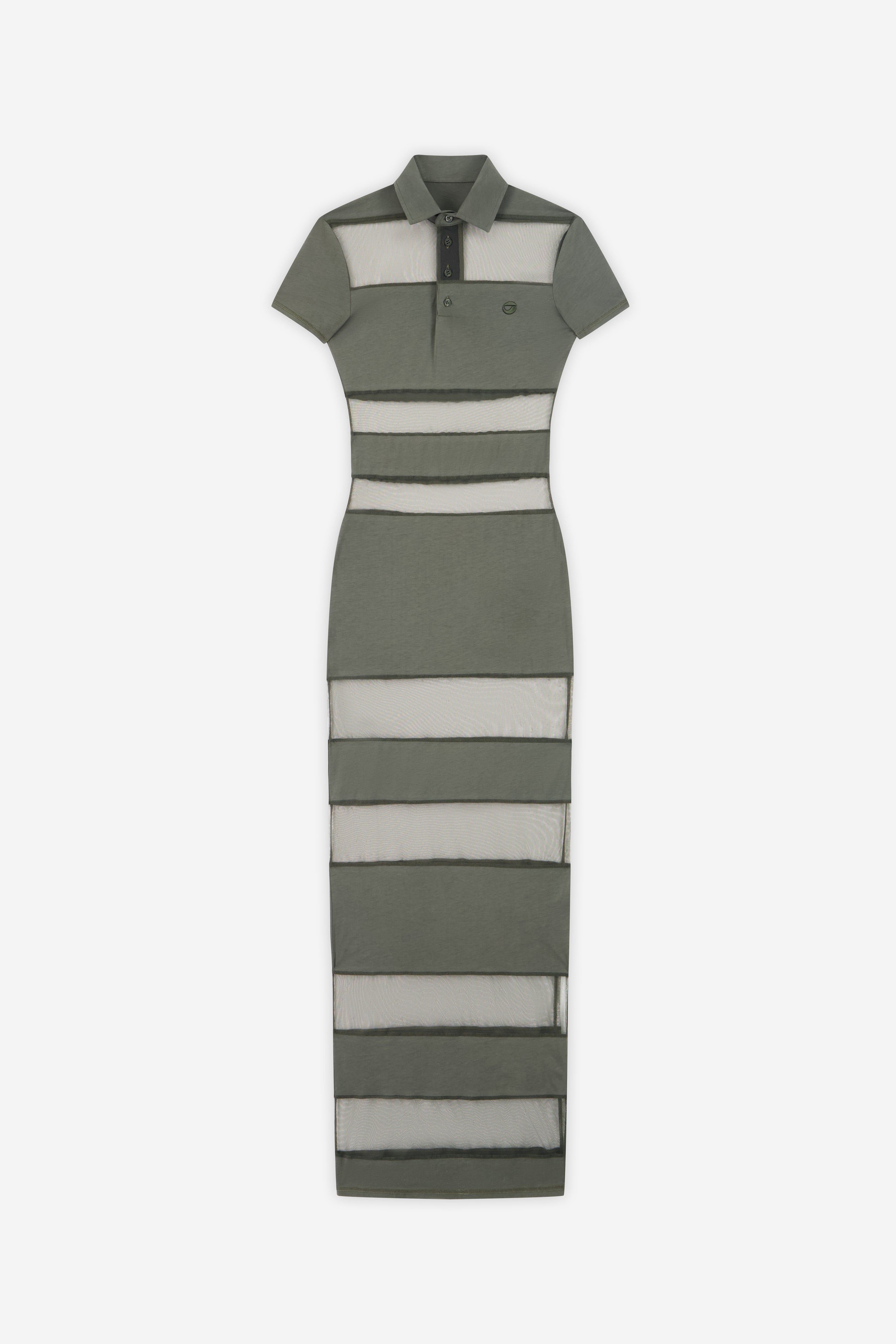 Striped Sheer Polo Dress