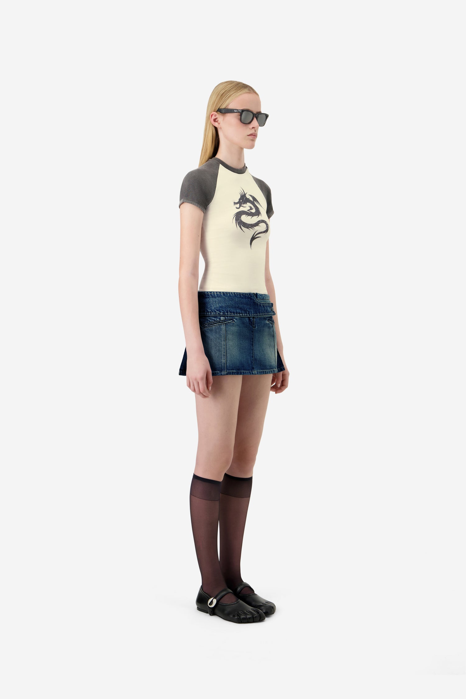 Yoke Denim Skirt