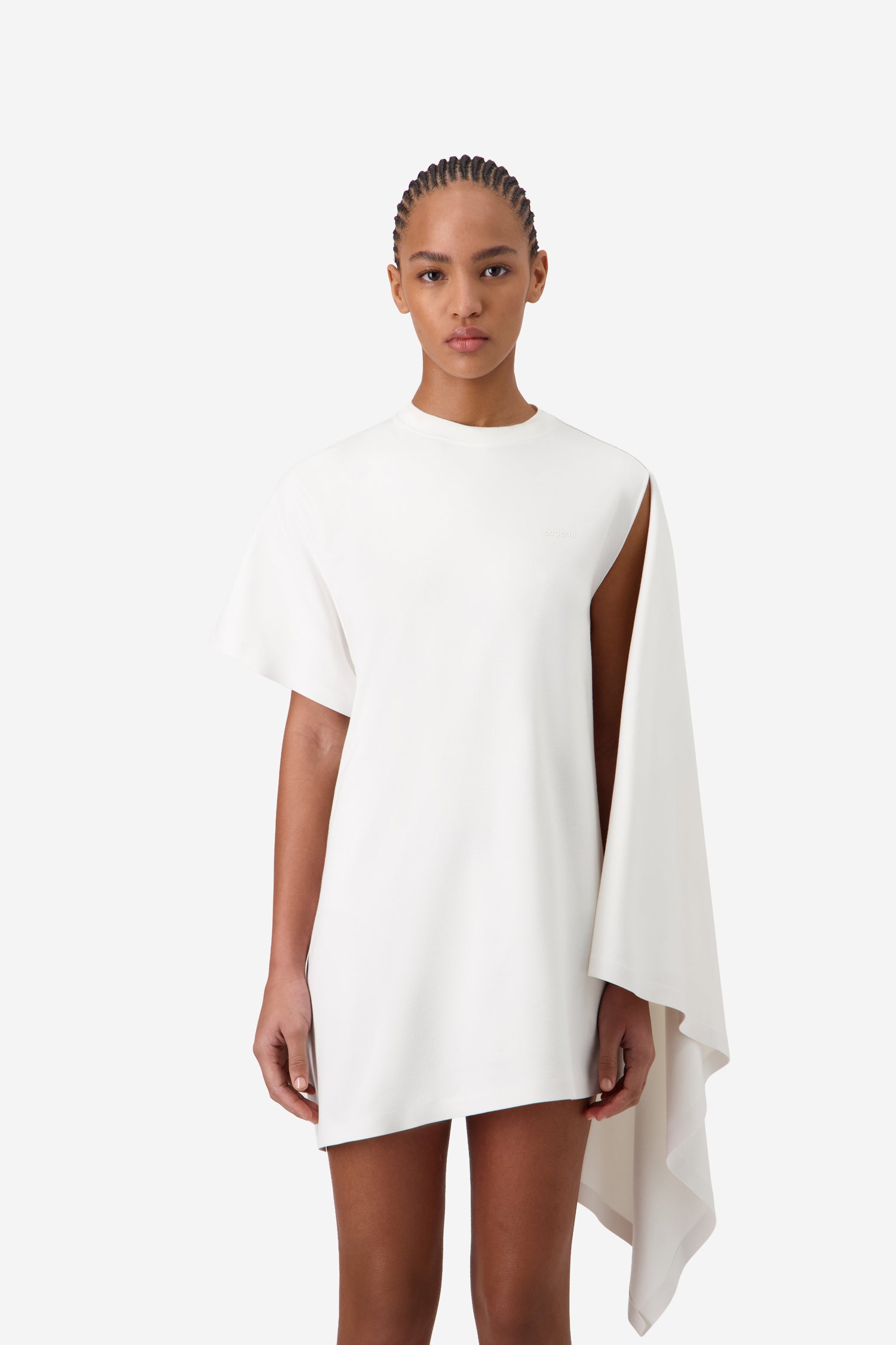 white draped dress Coperni Zero Waste Draped Dress
