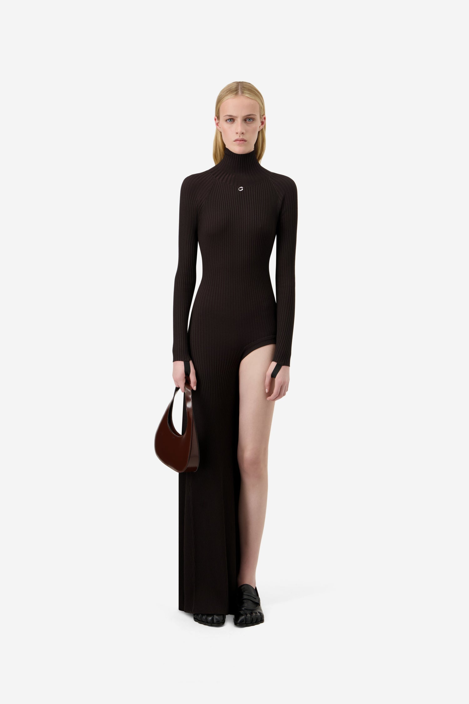 Leg Cut-Out Rib Gown