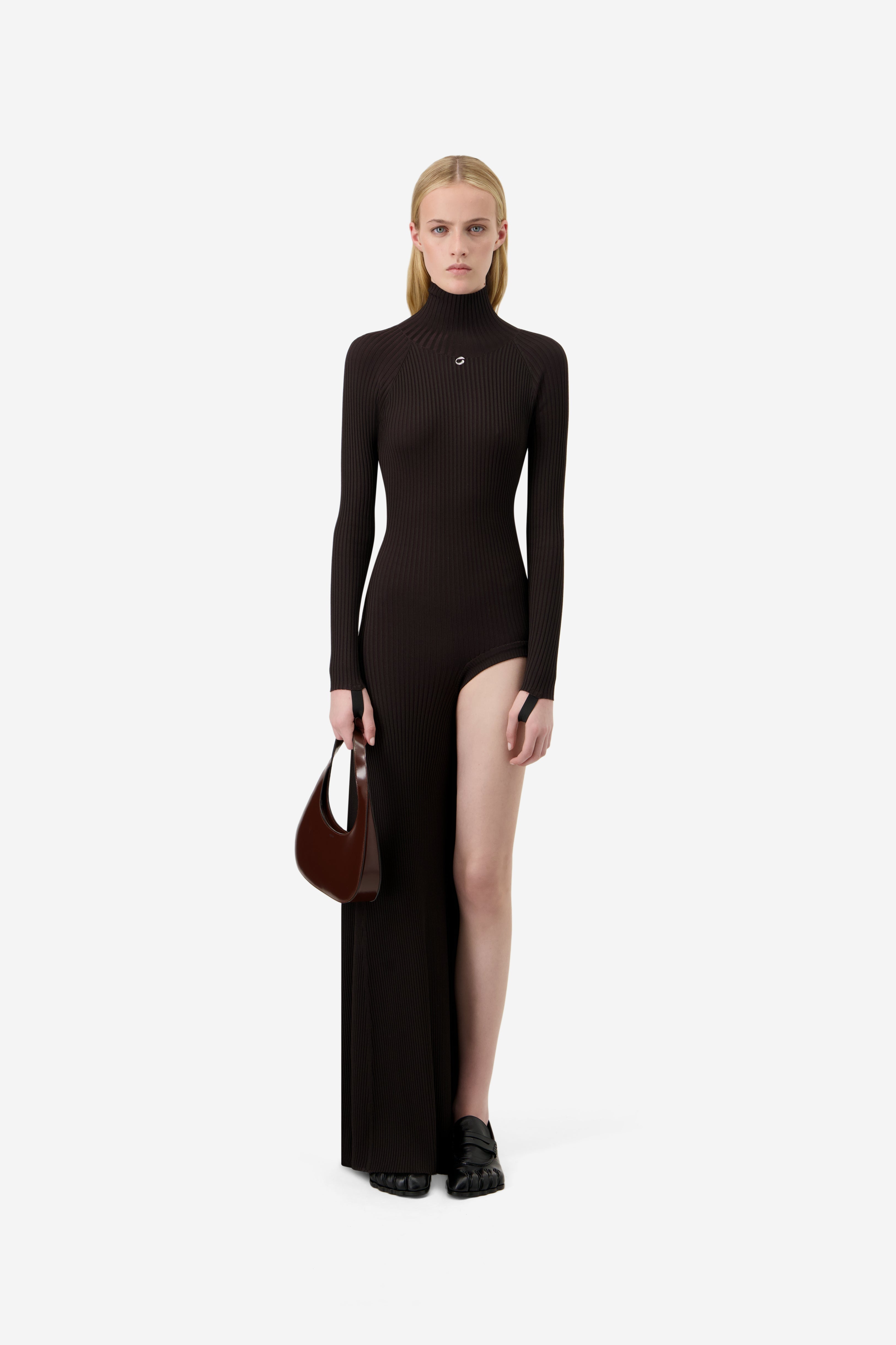 Leg Cut-Out Rib Gown