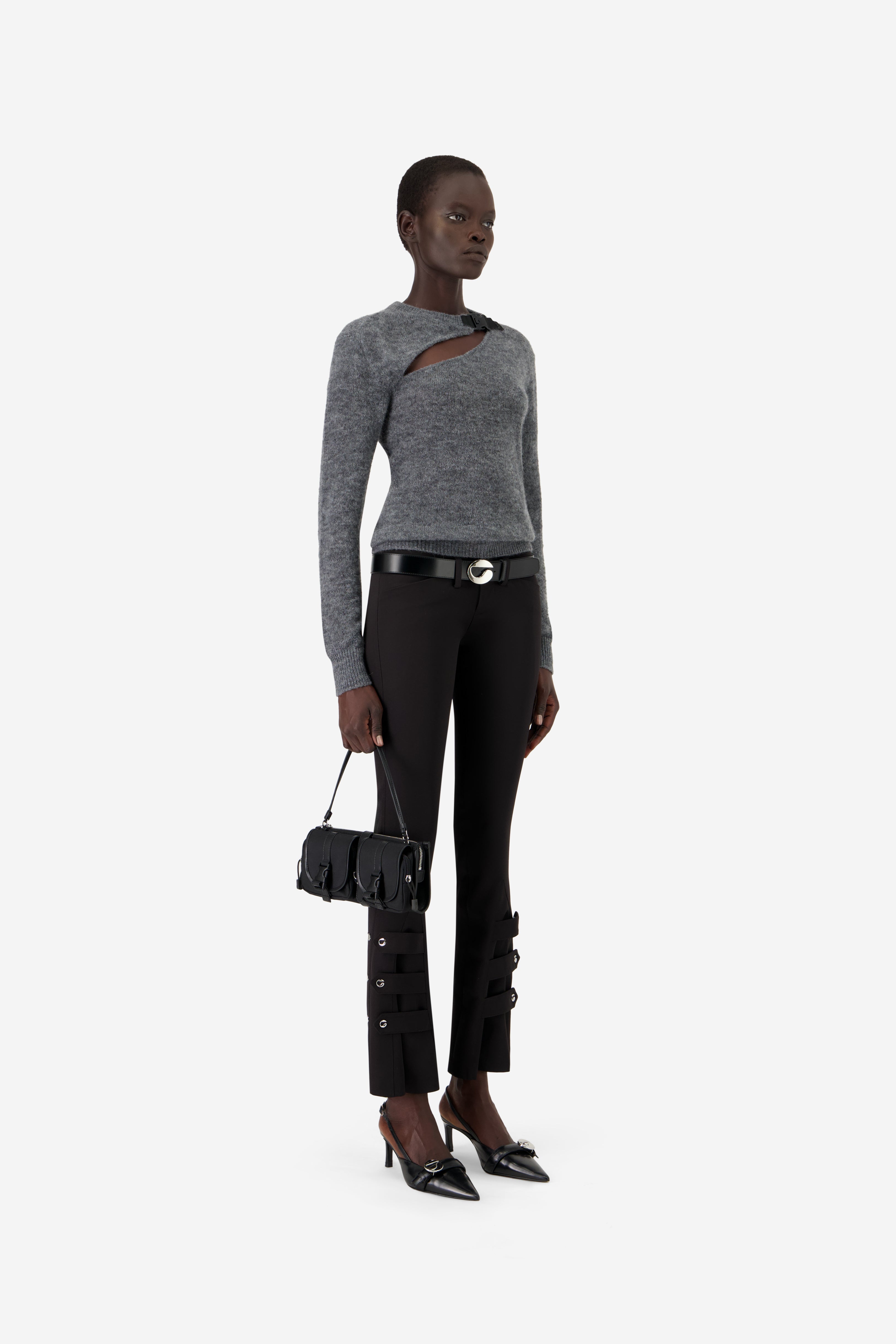Buckle Cut-Out Sweater