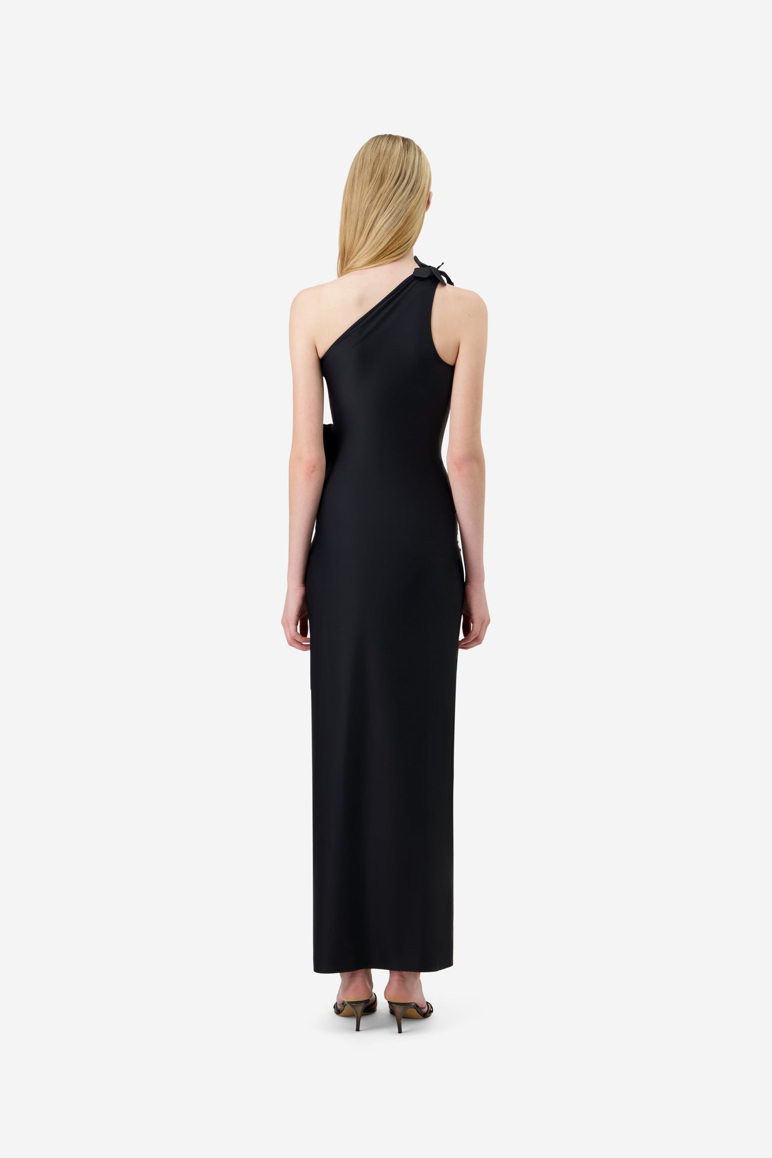 coperni long asymmetric draped dress Coperni Long Asymmetric Draped Dress in BLACK