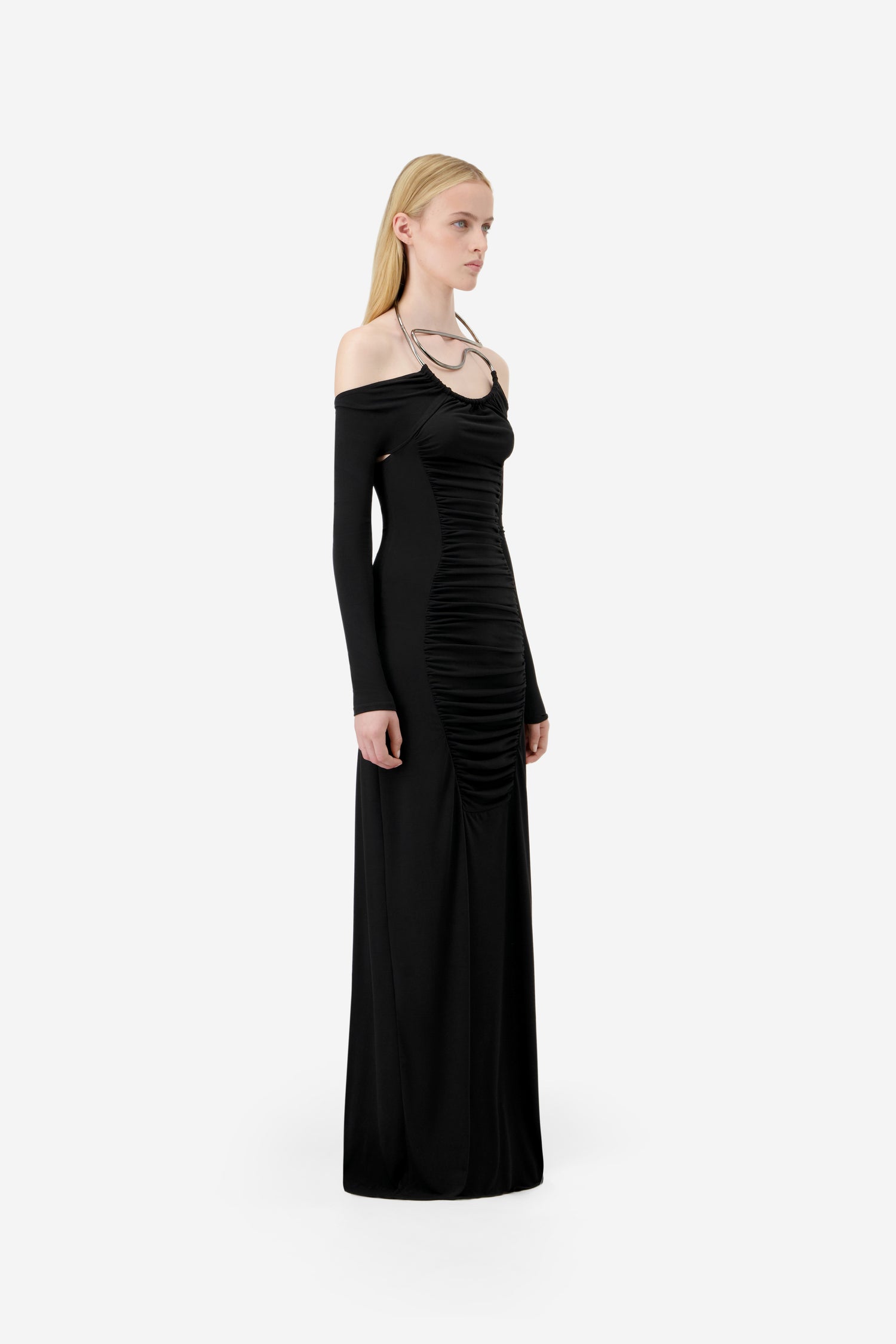 coperni black dress Coperni Black Ruffle Midi Dress