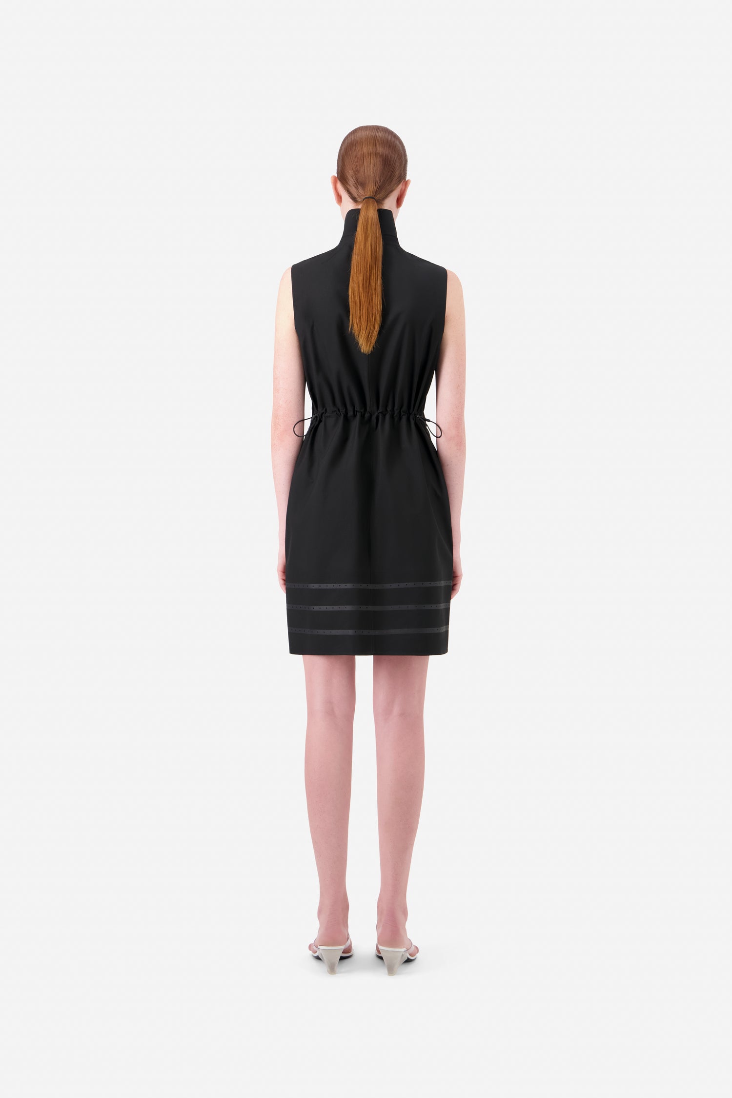 black dress tailored Black Tailored Crepe Midi Dress