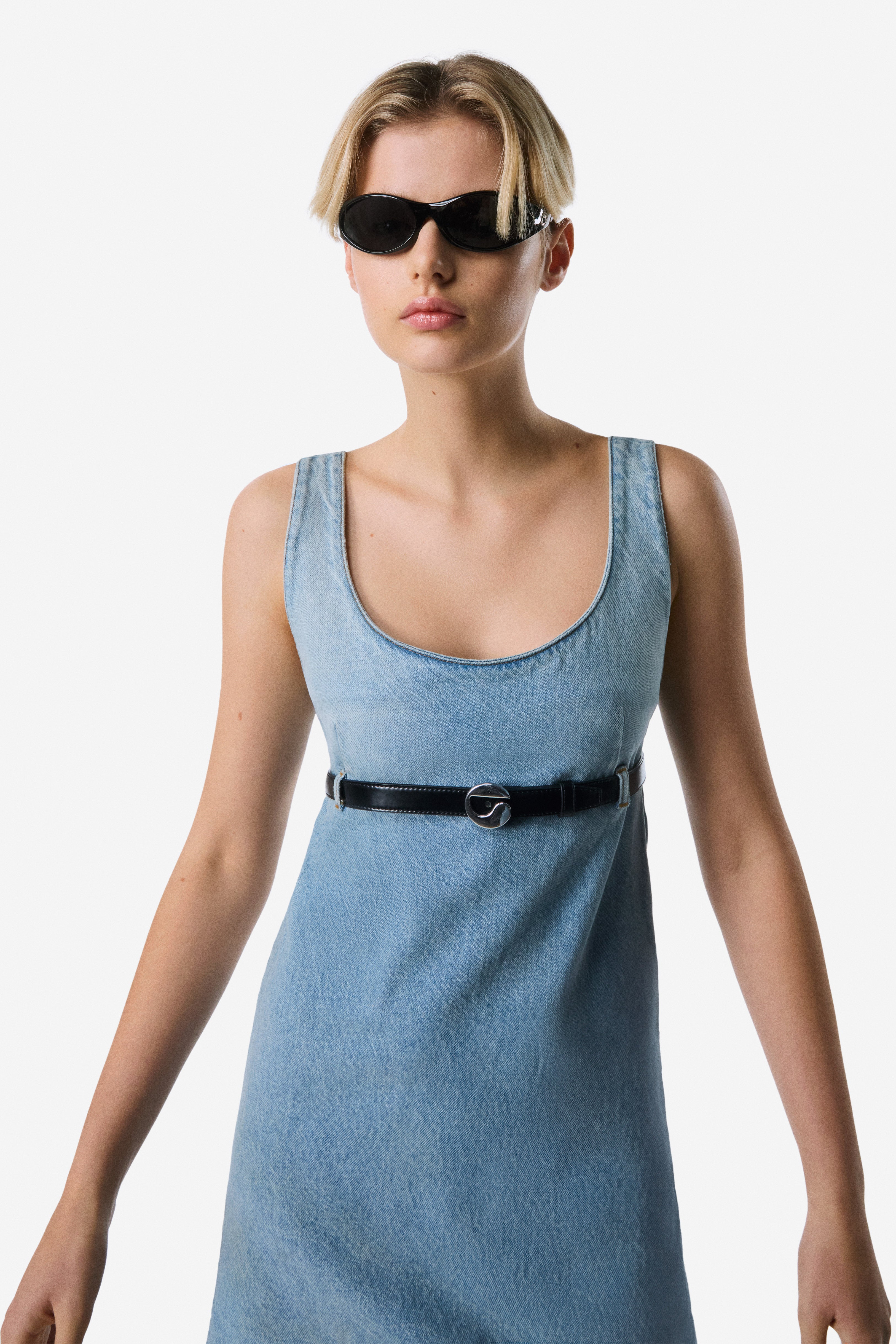 Belted Denim Mini Dress