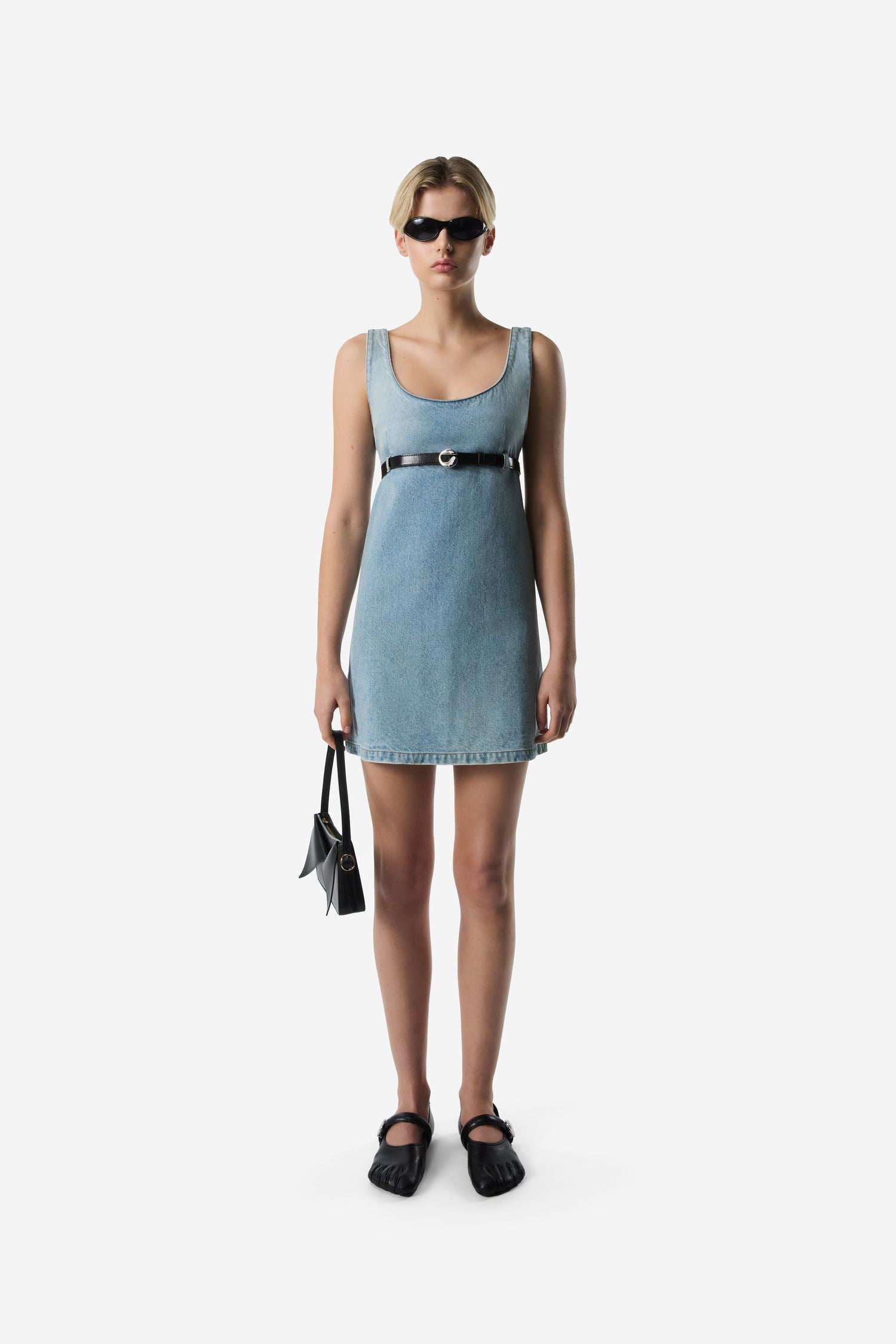 Belted Denim Mini Dress Coperni Belted Denim Mini Dress Coperni