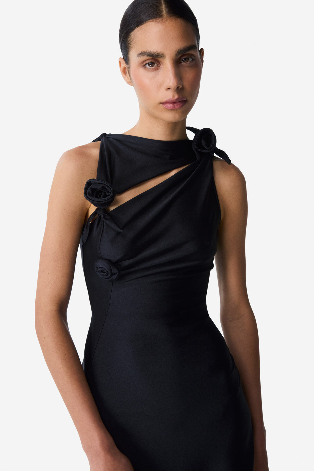Asymmetric Flower Mini Dress