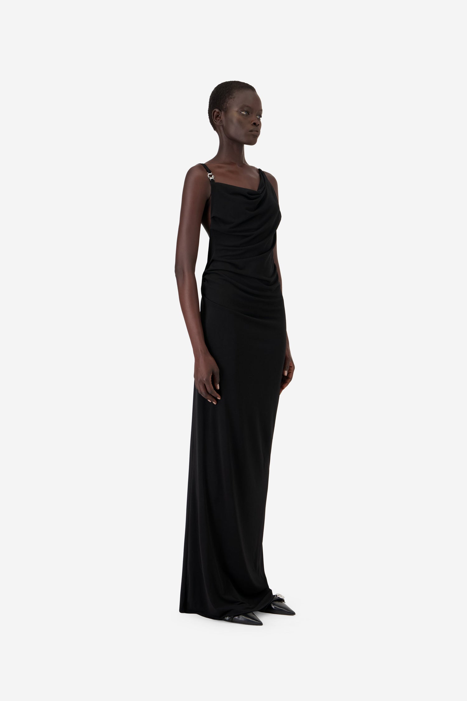 coperni dress black Coperni Asymmetric Flower Gown