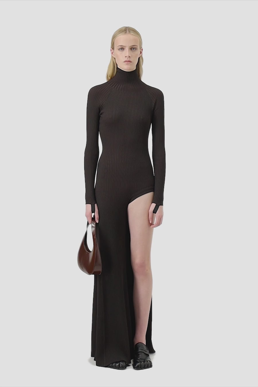 Leg Cut-Out Rib Gown