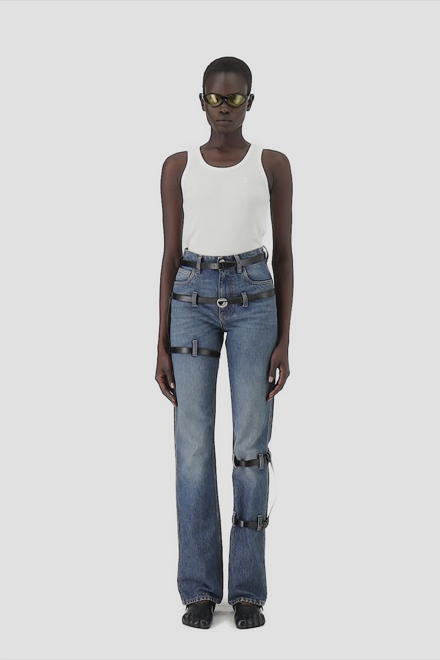 Multi Belt Denim Pants